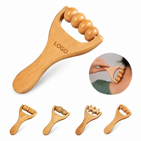 3-Wheel Wooden Hand Roller Massager for Muscle Relief