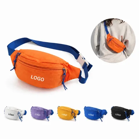 Adjustable Kids Canvas Fanny Pack with Secure Zip