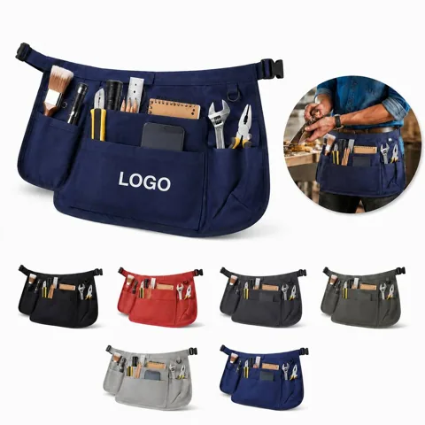 Durable Multi-Pocket Canvas Tool Apron with Adjustable Neck