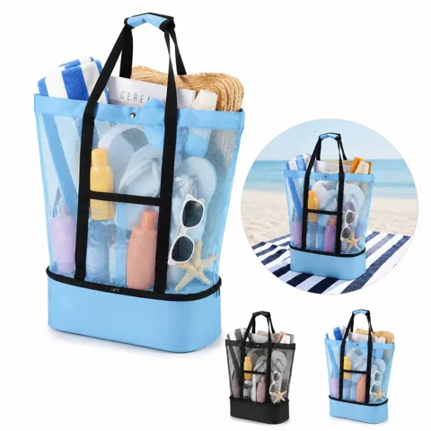 Oversized Mesh Beach Tote with Drainage for Sports and More 2