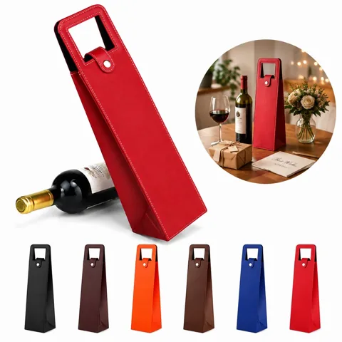 Luxury Faux Leather Wine Bag for One Bottle with Handle 2