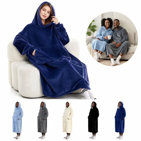 Cozy Fleece Wearable Blanket with Pocket, Oversized 2