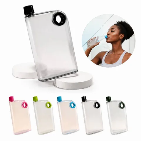 Frosted Flat Water Bottle with Round-Hole Lid, Portable 2