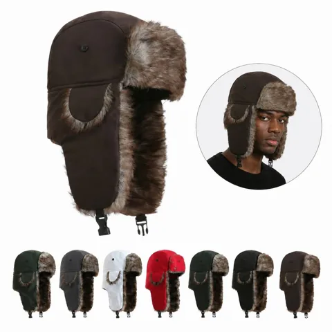 Windproof Faux Fur Trooper Hat with Ear Flaps for Winter 2
