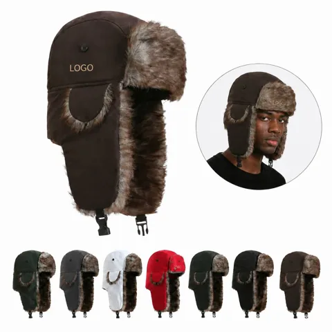 Windproof Faux Fur Trooper Hat with Ear Flaps for Winter