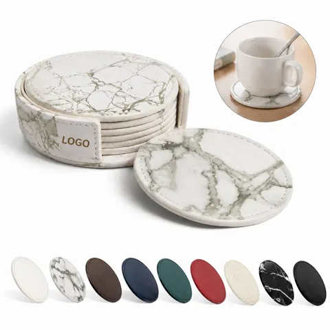 PU Double-Layer Round Coaster Waterproof Absorbent for Cups