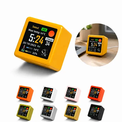 Wireless Network Weather Station Clock with Indoor Humidity and Outdoor 2