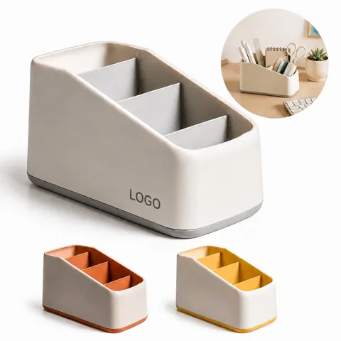 Multi-Compartment Desktop Organizer Box for Pens, Notes &