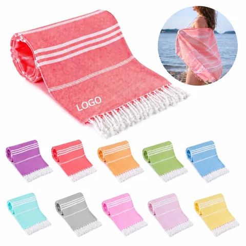 100% Cotton Turkish Beach Towel, Quick-Dry & Soft