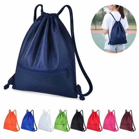 Waterproof Drawstring Backpack with Secure Zipper Pocket 2
