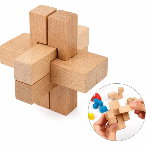 Wooden Kongming Lock 3D Brain Teaser Puzzle for Teens and More 2