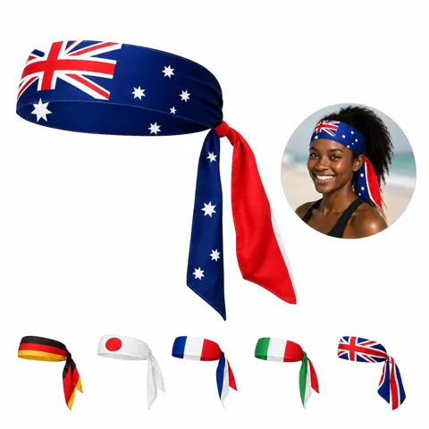 Flag Pattern Tie-Back Headband Adjustable Hair Accessory 2