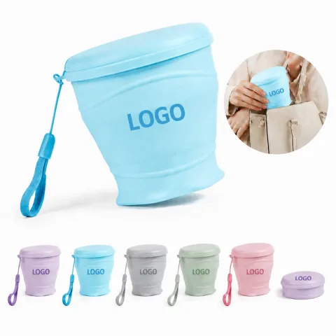 9 oz Collapsible Silicone Cup with Lanyard for Travel