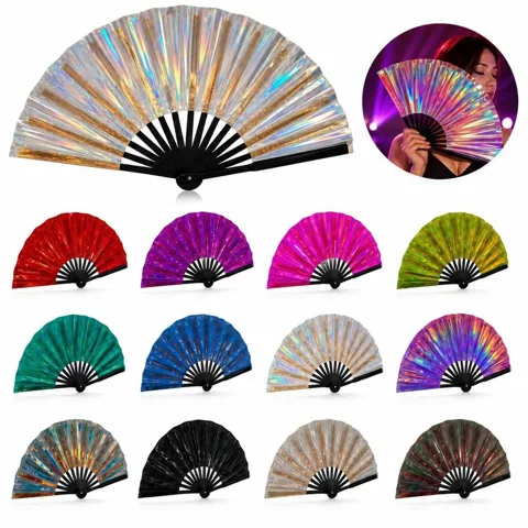 Vibrant 10-inch PVC Folding Fan with Wood Frame, Portable 2