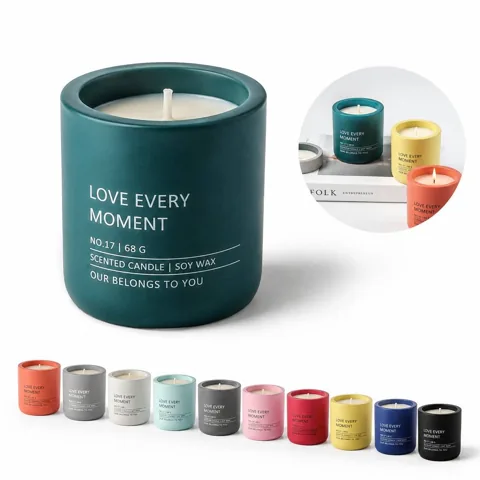 Hand-Poured Soy Candle in Reusable Concrete Cup 2