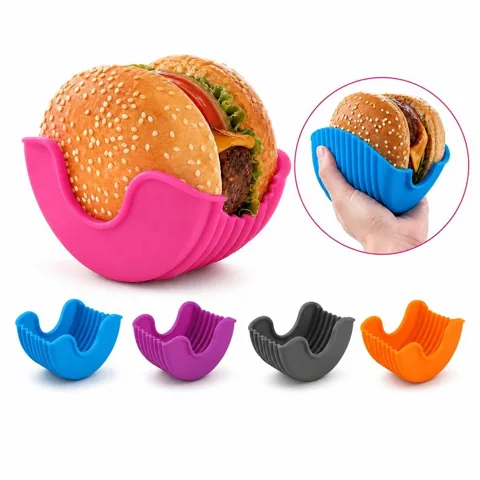 No-Mess Silicone Burger Holder, Reusable Heat-Resistant Grip 2