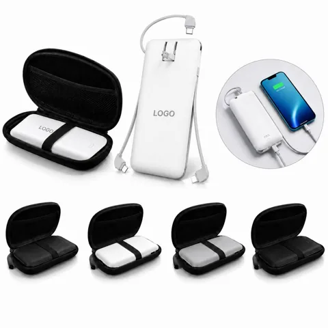 10000mAh Power Bank with Built-in Cable & Foldable AC Plug