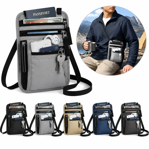 RFID Neck Wallet Passport Holder with Adjustable Strap 2
