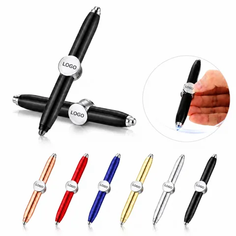 Metal Gyro Stress Relief Pen with LED Light, Fidget Spinner