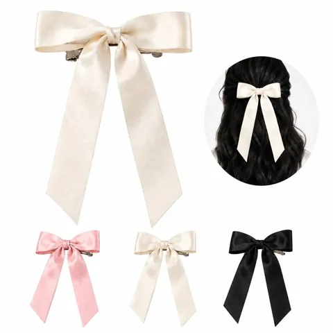 Handmade Satin Hair Bows with Sturdy Clips for Women Girls 2