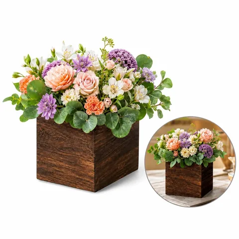 Retro Solid Wood Planter Box with Slatted Air Circulation 2