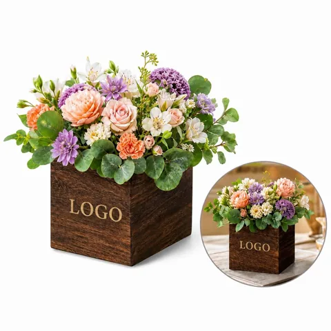 Retro Solid Wood Planter Box with Slatted Air Circulation