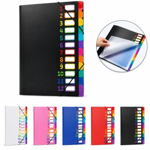 12 Pocket Rainbow Expanding Accordion File Folder, 240 2