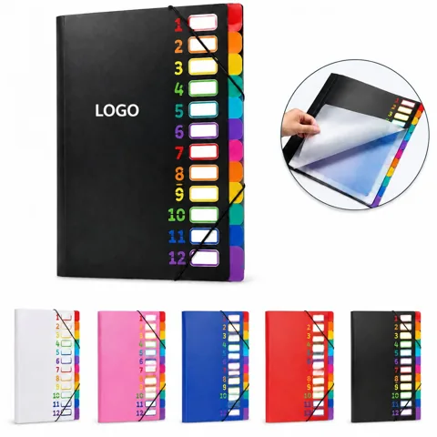 12 Pocket Rainbow Expanding Accordion File Folder, 240