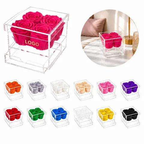 Acrylic Preserved Rose Box, Eternal Flower Keepsake Gift