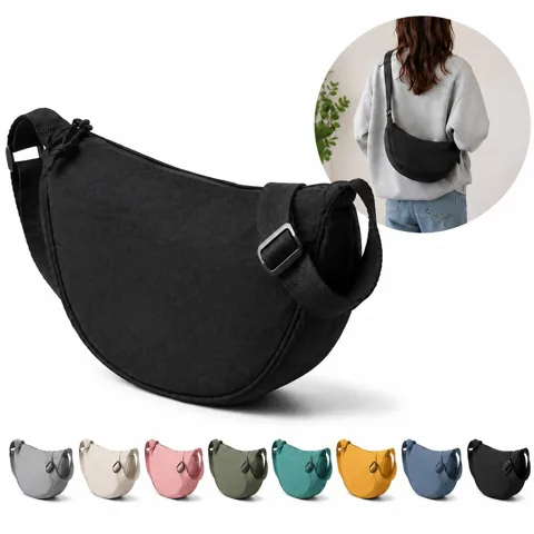 Adjustable Curved Crossbody Bag with Zippered Compartment 2