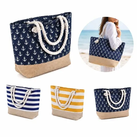 Durable Cotton Canvas Anchor Tote with Rope Handles 2