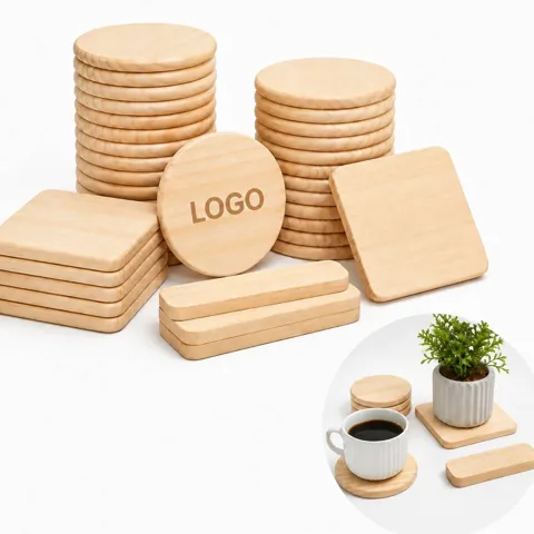 Personalized Wooden Coaster Set, Handcrafted Absorbent