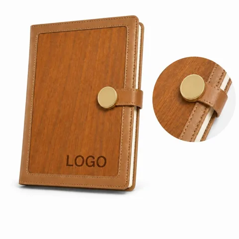 A5 Magnetic Snap Faux Leather Notebook, Two-Tone Durable