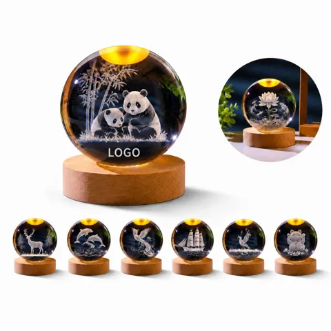 Custom 3D Laser Engraved Crystal Ball Light with USB Base