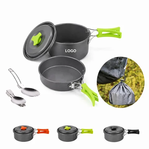 Foldable Camping Cookware Set with Utensils, Space-Saving