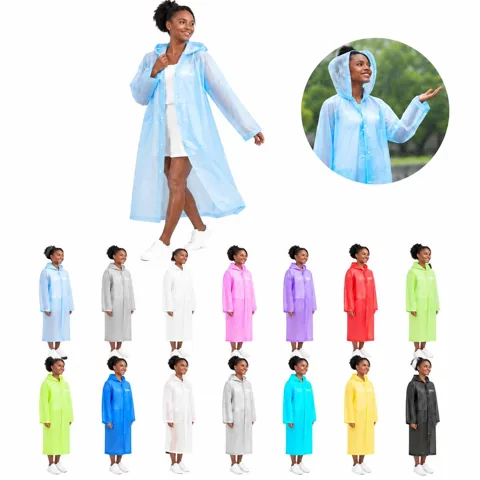 Lightweight PEVA Rain Poncho with Hood for Outdoor Travel