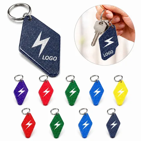 Vintage Acrylic Diamond Keychain with Glossy Pendant