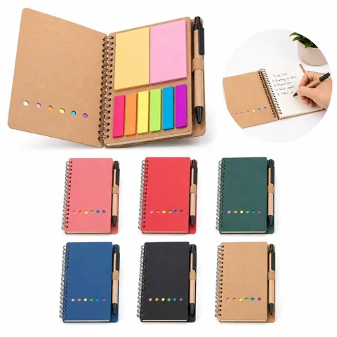 A6 Spiral Notebook Set with Pen and Sticky Notes 2