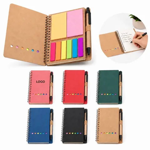 A6 Spiral Notebook Set with Pen and Sticky Notes