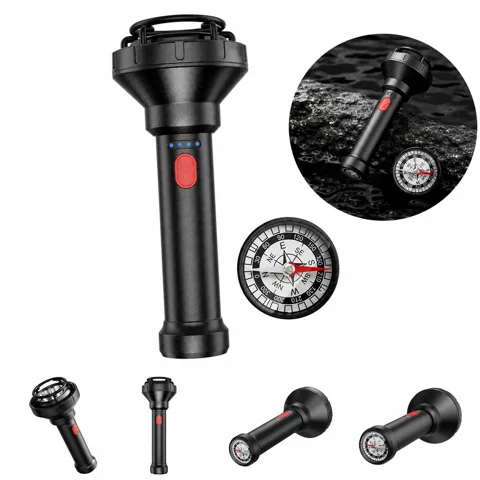 USB Rechargeable LED Flashlight with Compass for Outdoor 2