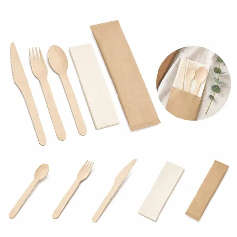 Eco-Friendly Biodegradable Birchwood Cutlery Set, 3-Piece 2