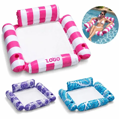 Inflatable Pool Lounger Float with Headrest for Sunbathing