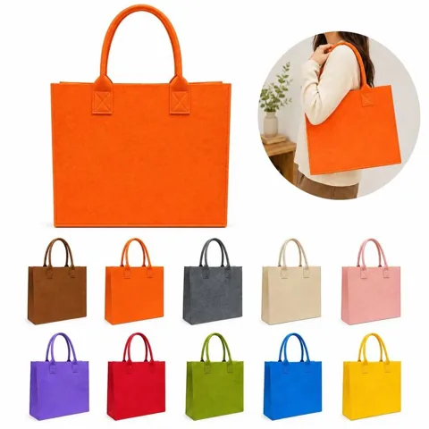 Soft Felt Shopper Tote Bag with Reinforced Handles 2