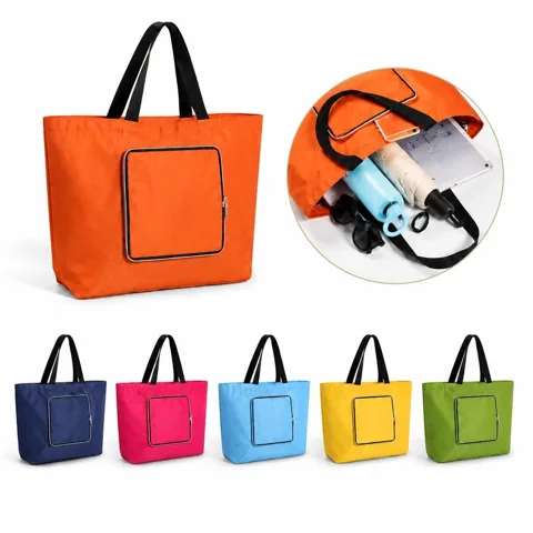 Foldable Oxford Zipper Tote Bag for Shopping and Travel 2