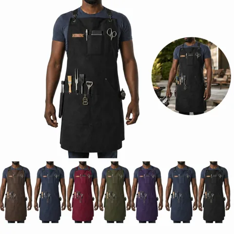 Heavy Canvas Work Apron with Multiple Pockets for Tools 2