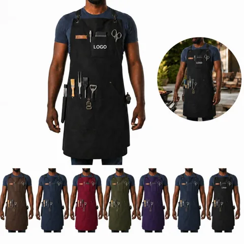Heavy Canvas Work Apron with Multiple Pockets for Tools