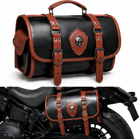 Retro Leather Motorcycle Side Bag Crossbody Luggage 2