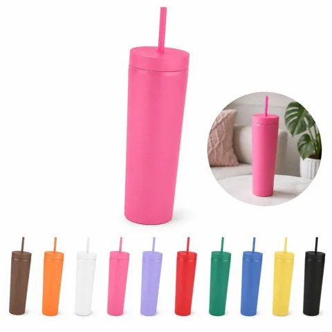 16 oz Double Wall Acrylic Tumbler with Lid and Straw 2