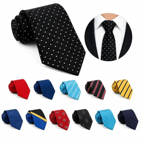 Men's Solid Polyester Necktie, Classic Formal Tie 2
