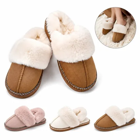 Winter Fuzzy House Slippers with Non-Slip Rubber Sole 2